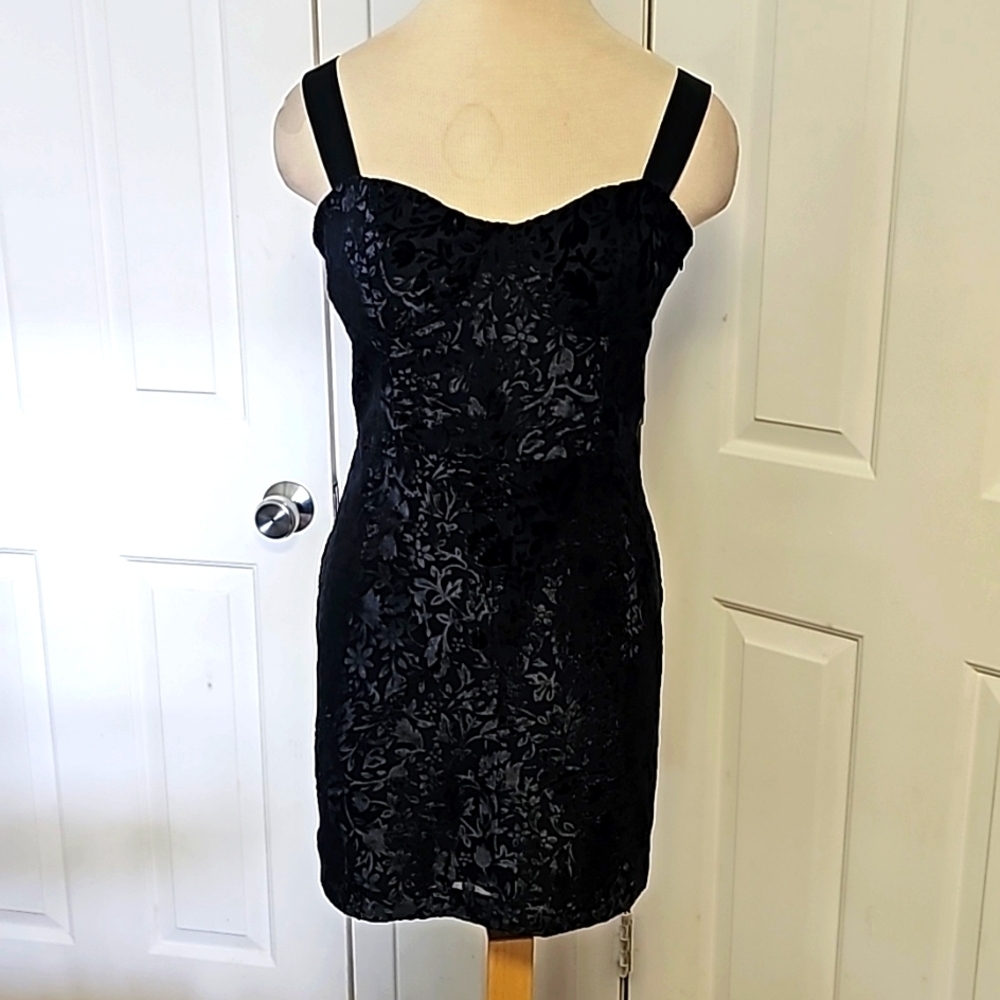 House of Harlow purple velvet floral Burn Out fabric Side zipper Baby Doll Small